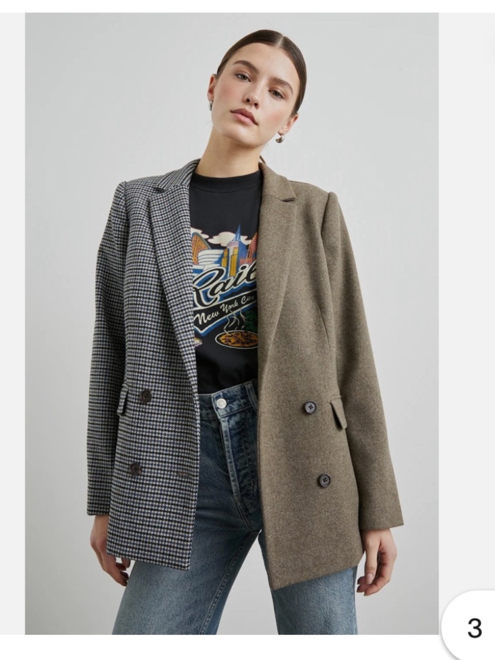 Rails Two-Tone Mixed Check Blazer Jacket - Olive & Black/Gray